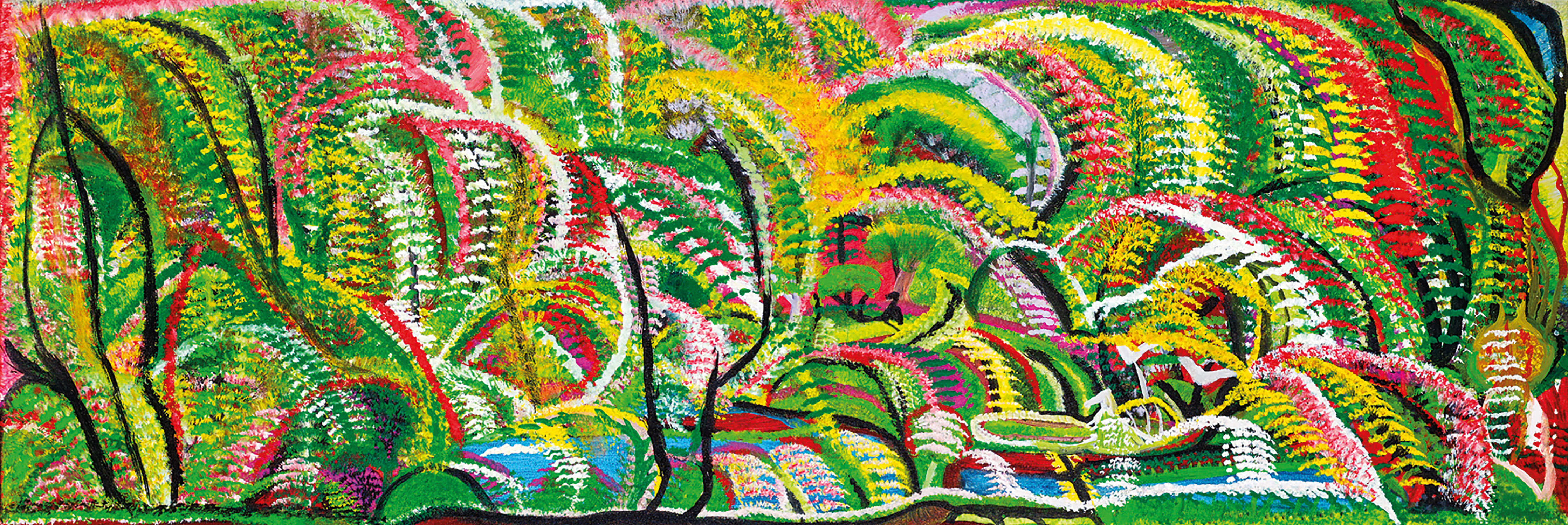 Gertie Huddleston, Flowers in the Bush, 2006 120 x 40cm, Acrylic on canvas