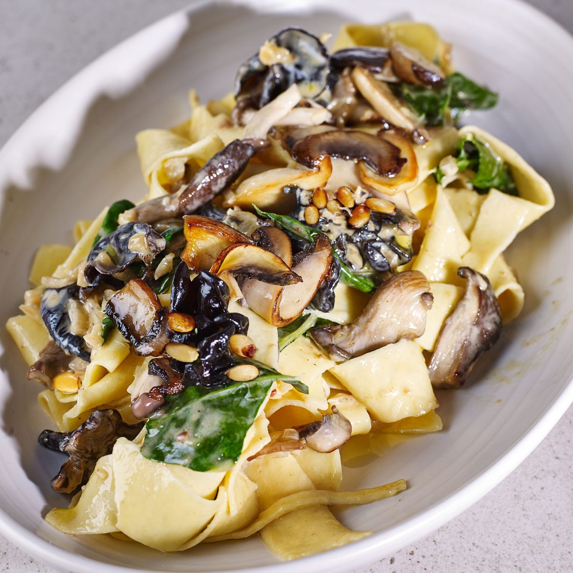 Chestnut Pappardelle with wild mushrooms
