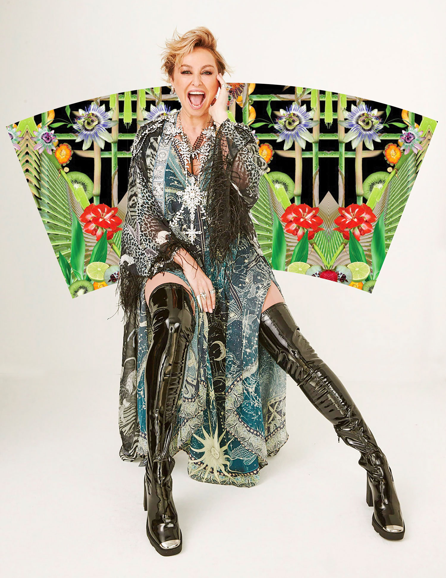 Fashion designer Camilla Franks with her BioCup Art Series design - supporting Australian Daintree Rainforest